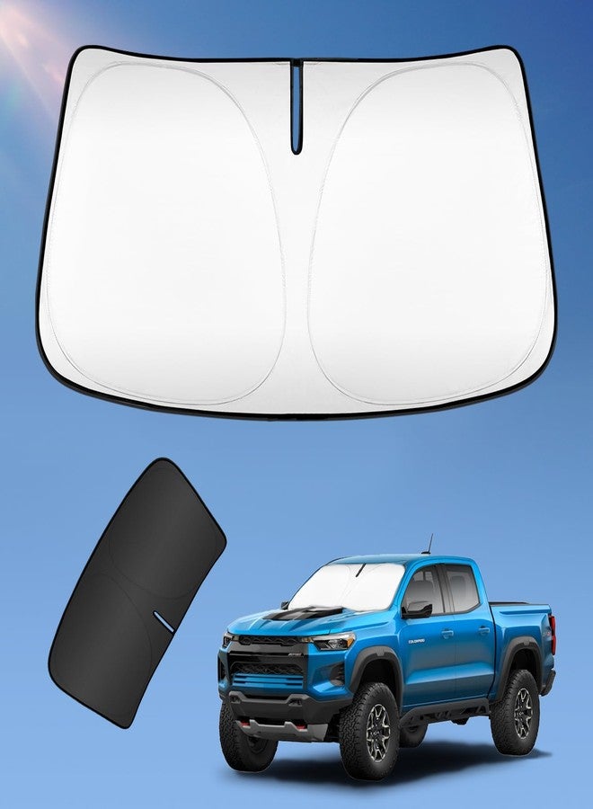 UKTOP Sun Shade Sunshade for 2019-2025 2026 Chevy Chevrolet Silverado/GMC Sierra 1500 2500 3500 Windshield Cover, 4-Layers Sun Shield 240T Silver Sun Visor Foldable Window Shade Blocks UV Accessories - Image 1